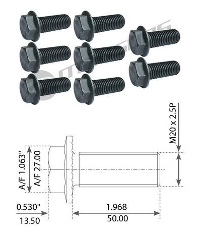 Комплект болтов крепления шкворня KZ1516/KZ1016 (8шт.)