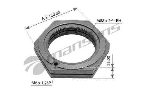 Гайка оси правая M88x2 H=24 SW120 SMB