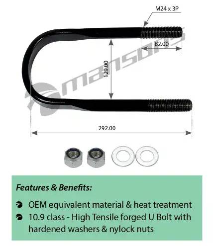 Стремянка BPW рессоры (М24/285х128мм) MANSONS
